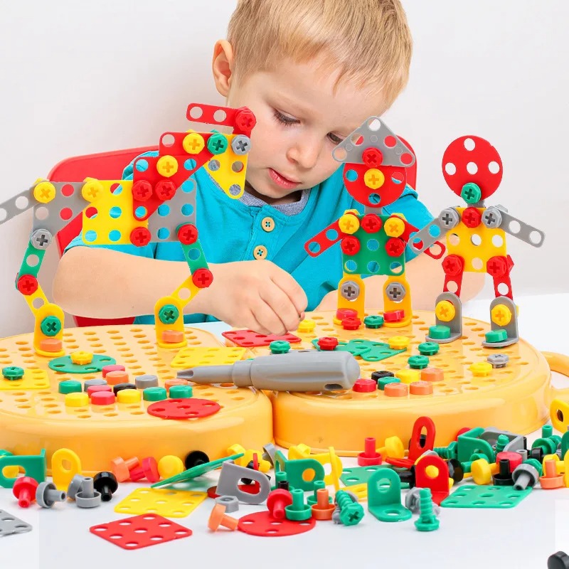 Assemblaggio educativo Cassetta degli attrezzi Giocattolo Cacciavite elettrico Avvitamento Riparazione 4-6 anni Montessori Bambini Riparazione Cassetta degli attrezzi Giocattoli