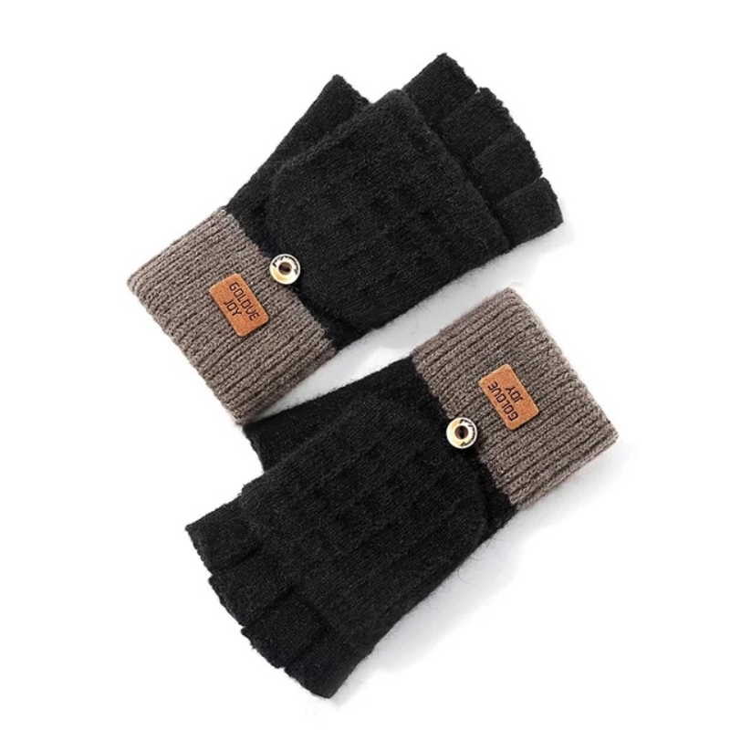 Guantes tejidos de otoño e invierno para hombres y mujeres, guantes de lana que combinan con todo, resistentes al viento, cálidos, sin dedos