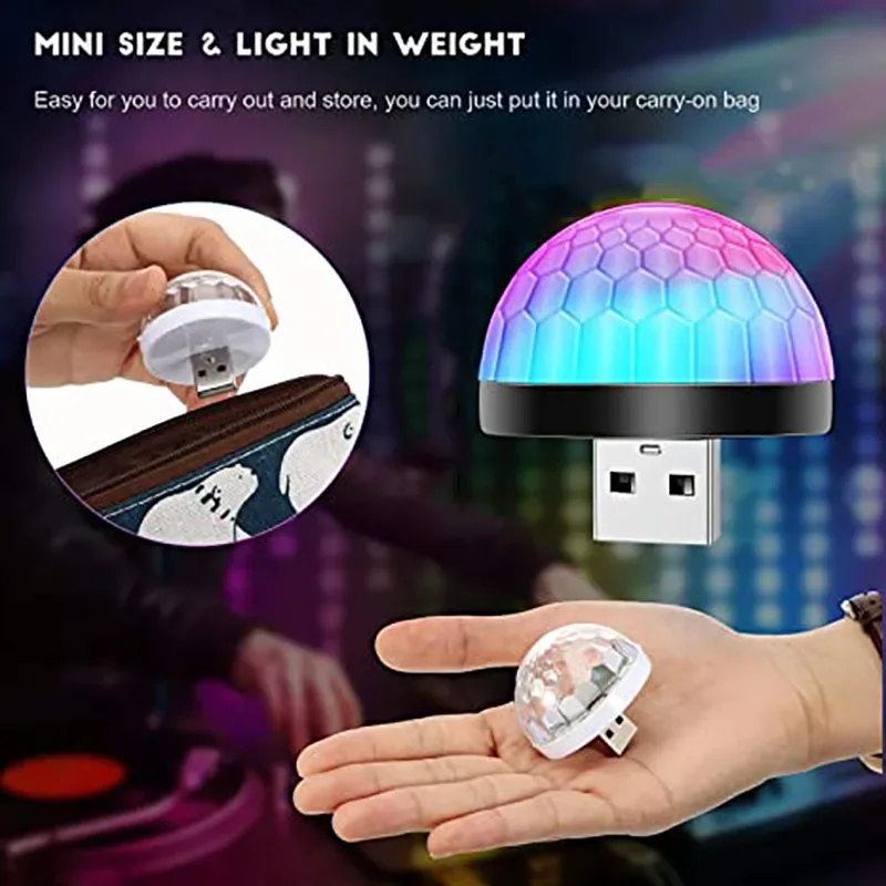USB led Party Lights Music Sensor USB Mini Disco DJ Stage Lighting Effect Light Crystal Magic Ball Lamp for Home Party Karaoke