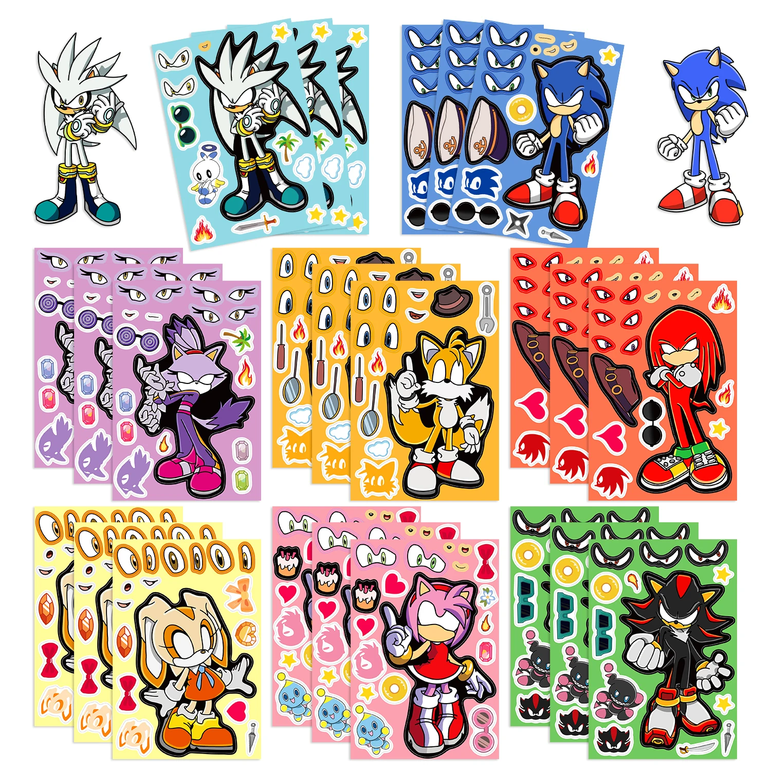 8/16/24 Pz Cartoon Sonic Adesivi Gioco Anime Giocattolo Del Fumetto Sveglio Graffiti Adesivo Impermeabile per Bottiglia di Acqua Laptop Bagagli Telefono