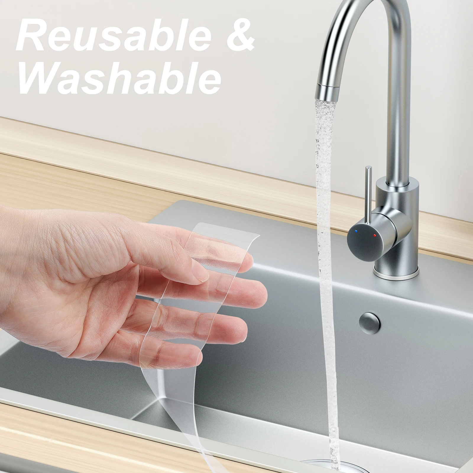 Nano cinta de doble cara de 1M/3M, cintas adhesivas transparentes, reutilizables, impermeables, limpiables, suministros para cocina y baño