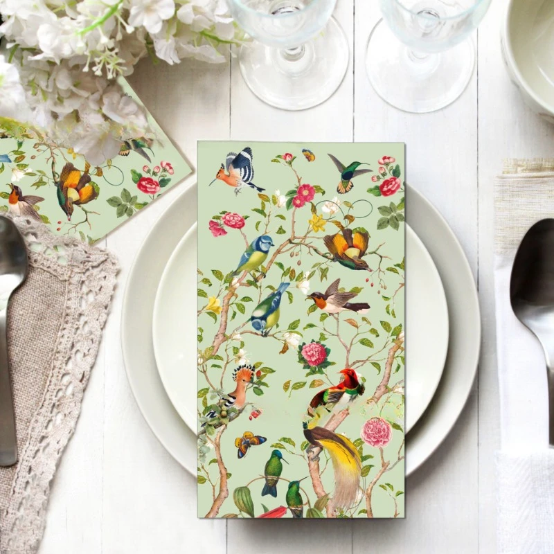 20pcs/Pac 33*40cm 2-Ply Vintage Flower Bush Birds Wedding Long Tissue Paper Party Disposable Paper Butterfly Bone Bart Paper