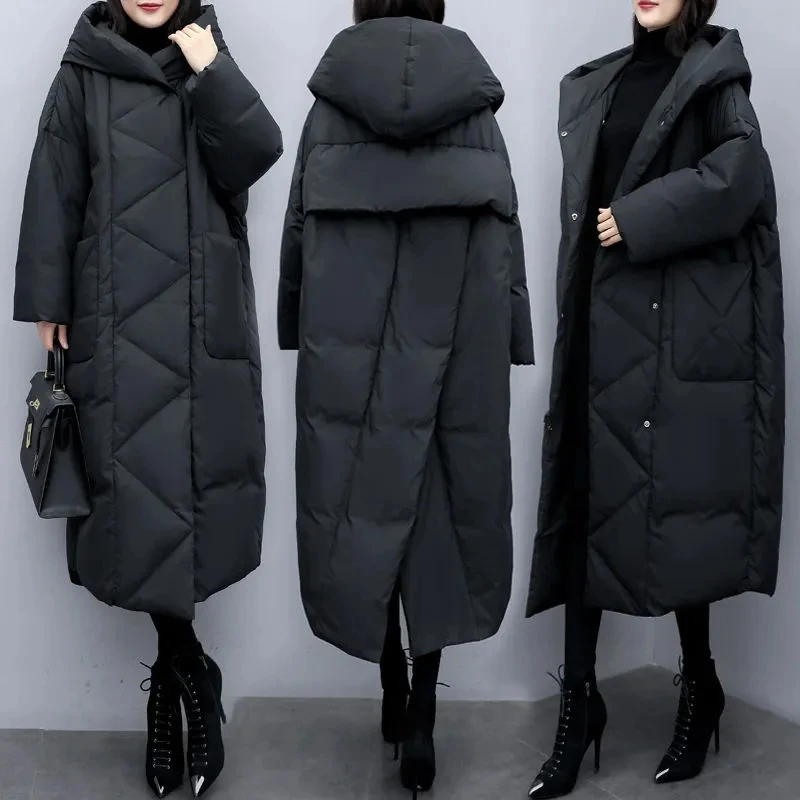 Abrigo de algodón para mujer, Parkas acolchadas holgadas coreanas, abrigo acolchado de algodón, chaqueta gruesa y cálida con capucha, novedad de invierno de 2024
