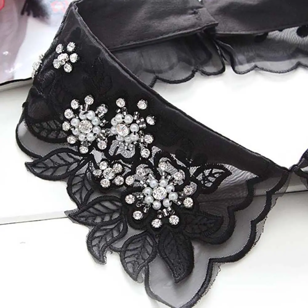 Moda hojas desmontables flor de algodón encaje hueco escote falso cuello falso camisas collares