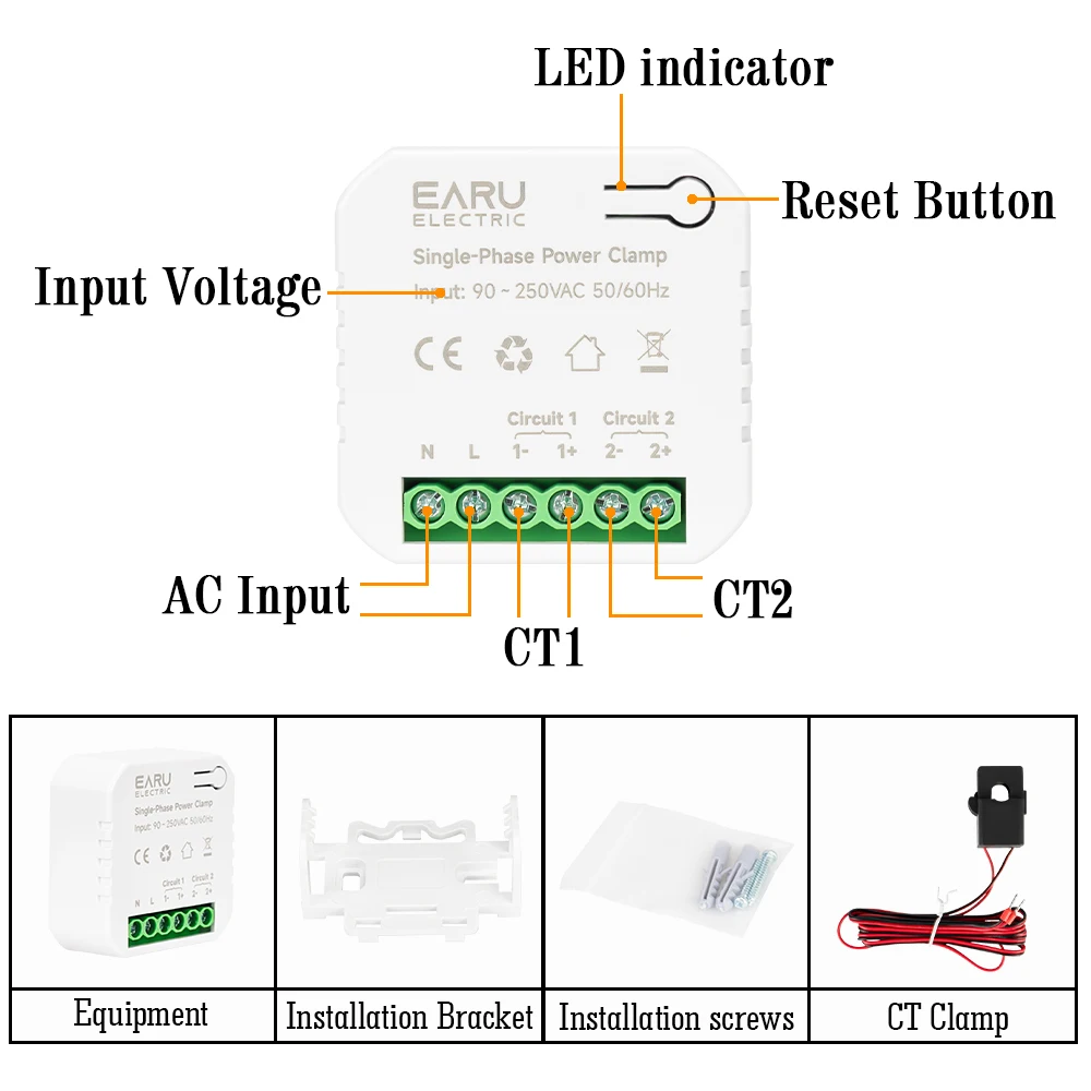 Tuya Smart ZigBee WiFi Energy Meter Solar PV System Power Production Consumption Bidirectional Monitoring Meter APP Control CT