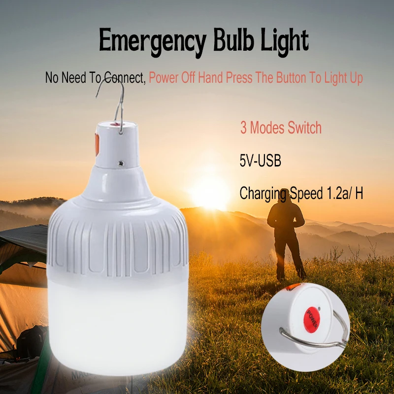 60W 80W Campingleuchte USB wiederaufladbare LED-Notfalllampe Outdoor tragbare Laternen mit Haken für Grillzelte Batterielampe