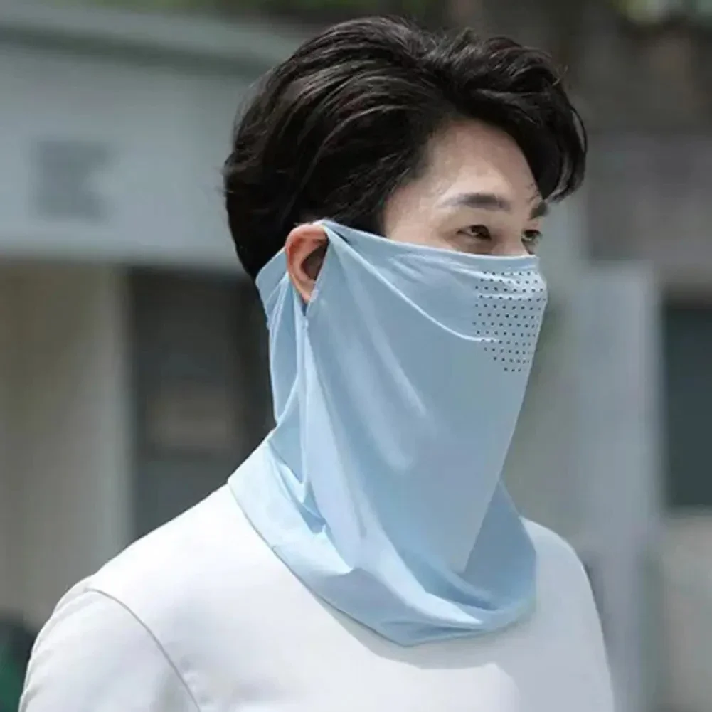 유니섹스 UV 보호 야외 넥 랩 커버 스포츠 썬 프루프 턱받이 아이스 실크 마스크 페이스 커버 넥 랩 커버 썬스크린 페이스 스카프