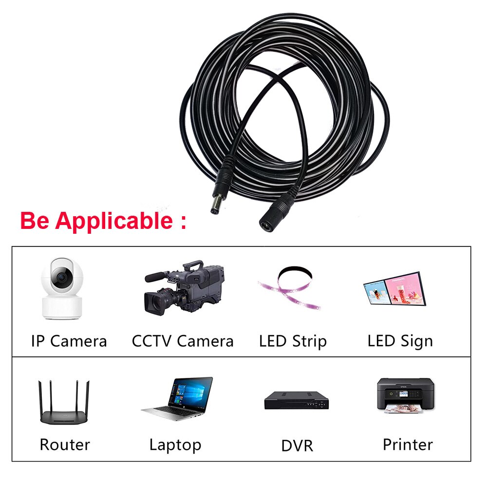 Conector de alimentación de CC, adaptador de Cable de extensión de 10M/ 5M, 5,5mm x 2,1mm, macho hembra de CC, enchufe externo