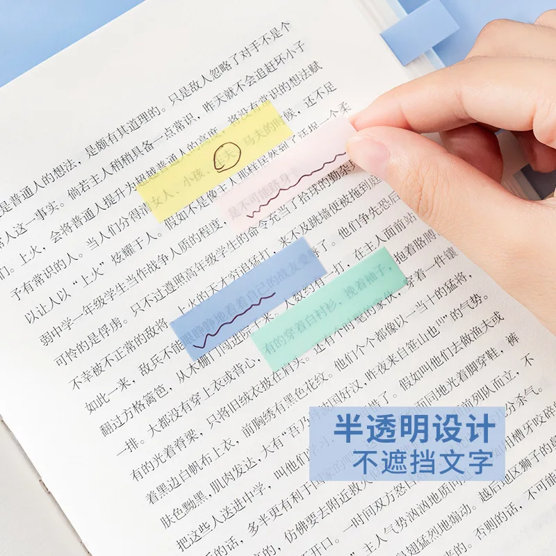 สติกเกอร์ใส PET 1 ชิ้น สติกเกอร์โน้ตแบบมีกาวในตัว สีโมรันดี ขนาด 5 * 20 อุปกรณ์สำนักงาน กระดาษโน้ต