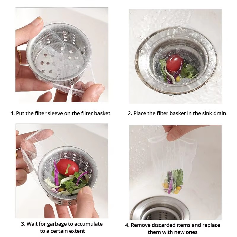 อ่างล้างจานกรองขยะท่อระบายน้ําห้องครัวท่อระบายน้ําชั้นกรองอ่างล้างจาน Anti-Blocking ทําความสะอาดแบบใช้แล้วทิ้ง