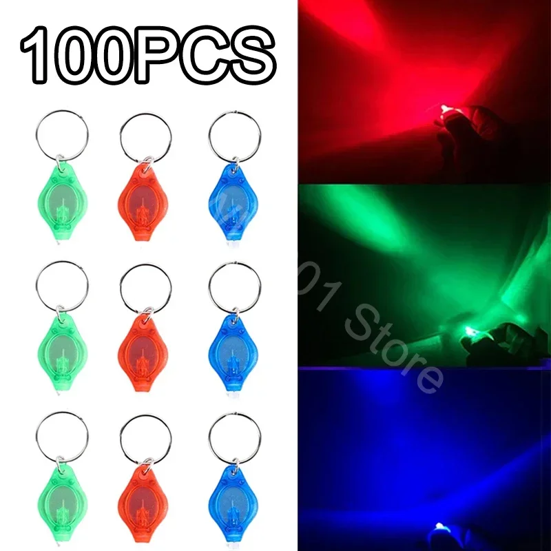 100 STKS Mini LED Sleutelhanger Verlichting UV Zaklamp UV Licht Zakformaat Noodverlichting Mini Zaklamp Zwart Licht Sleutelhanger Zaklampen