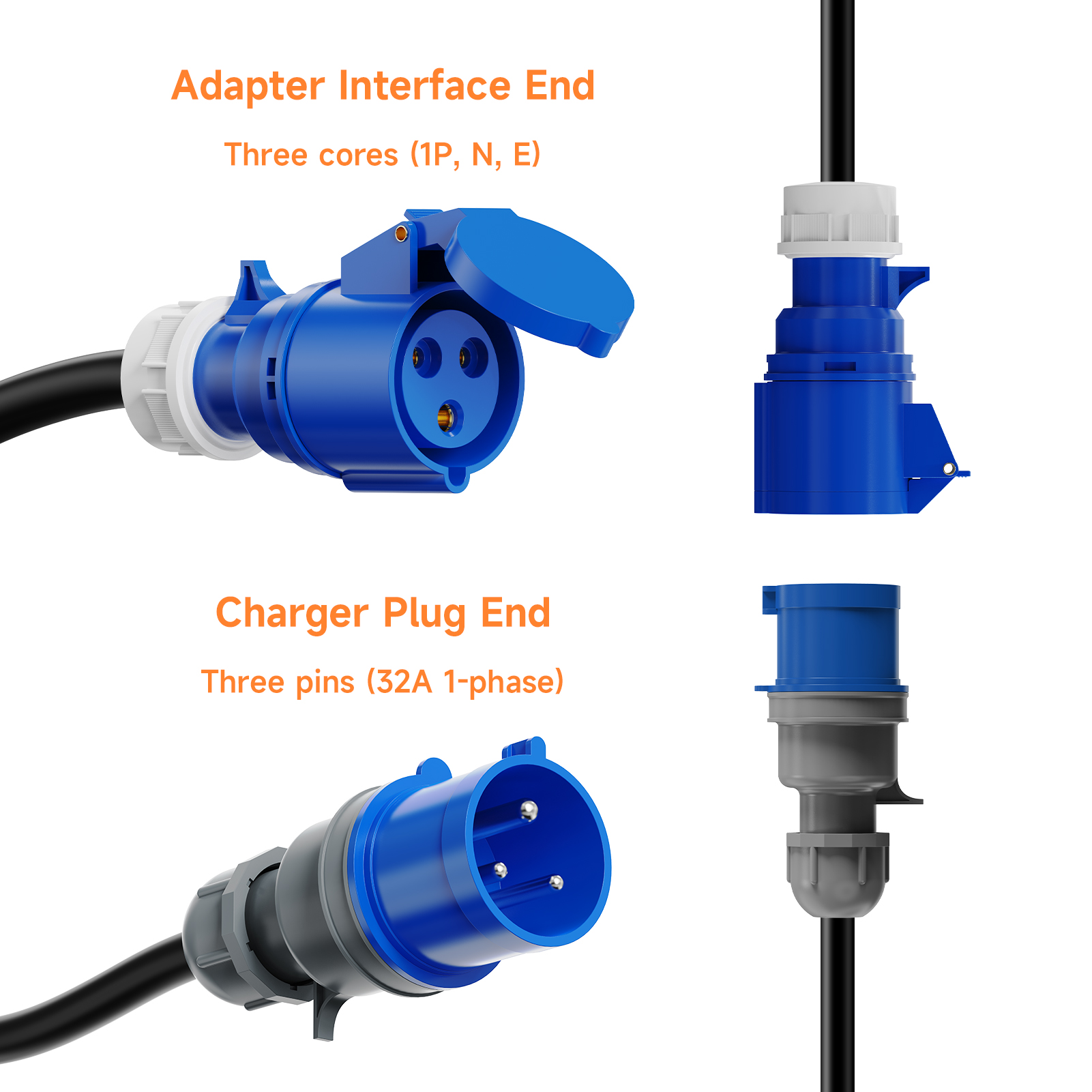 AFEEV EV Charger CEE Vrouwelijke Stekker 3 Pins Bule CEE naar Schuko Adapter Stopcontact Verlengen Kabel Sluit met 7KW 32A 1 Fase Oplader