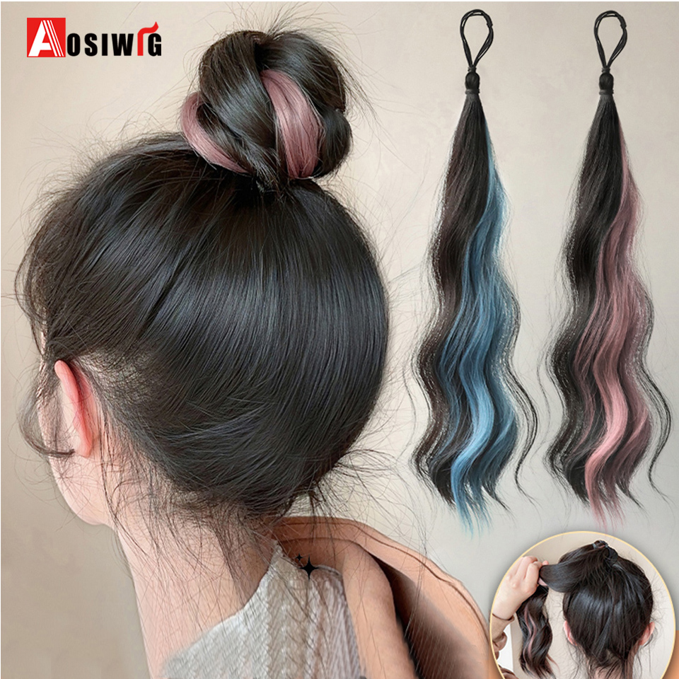 Coque sintético auto-enrolamento bola cabeça peruca de uma peça natural fofo cabelo bun aumentar o volume do cabelo peruca de cabelo para mulher