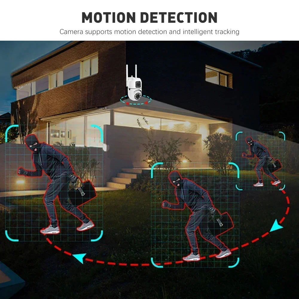 Cámara Wifi de 8MP, cámaras de seguridad inalámbricas para exteriores con doble lente, Audio bidireccional, visión nocturna en Color, Monitor de bebé, cámara inalámbrica de detección