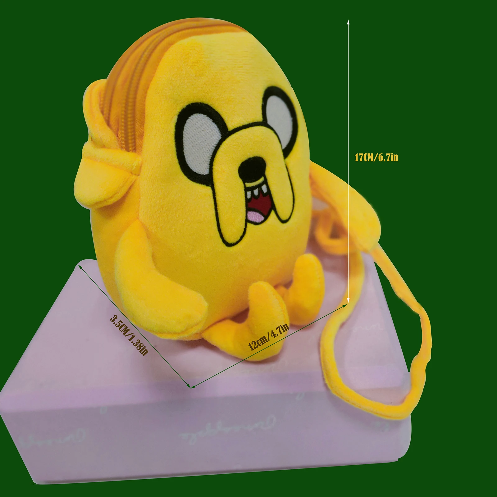 Brinquedos adventure time de pelúcia, bolsa de ombro com desenhos animados, jake finn beore, animal de pelúcia macio, estofado com dois zíper, brinquedo plush, jake o cachorro