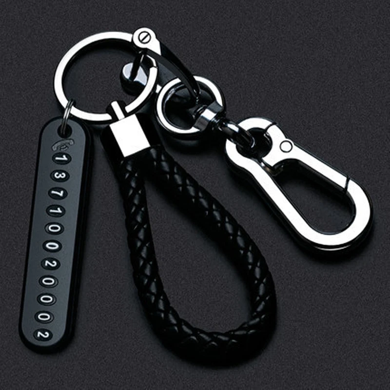 Portachiavi con ciondolo targa per telefono cellulare fai-da-te alla moda per uomo Punk semplice corda in pelle intrecciata accessori portachiavi per auto anti-smarrimento