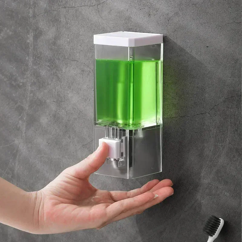 Dispensador de jabón con prensa Manual sin perforación, botella desinfectante de pasta sin rastro para colgar en la pared, dispensador de jabón transparente para Baño
