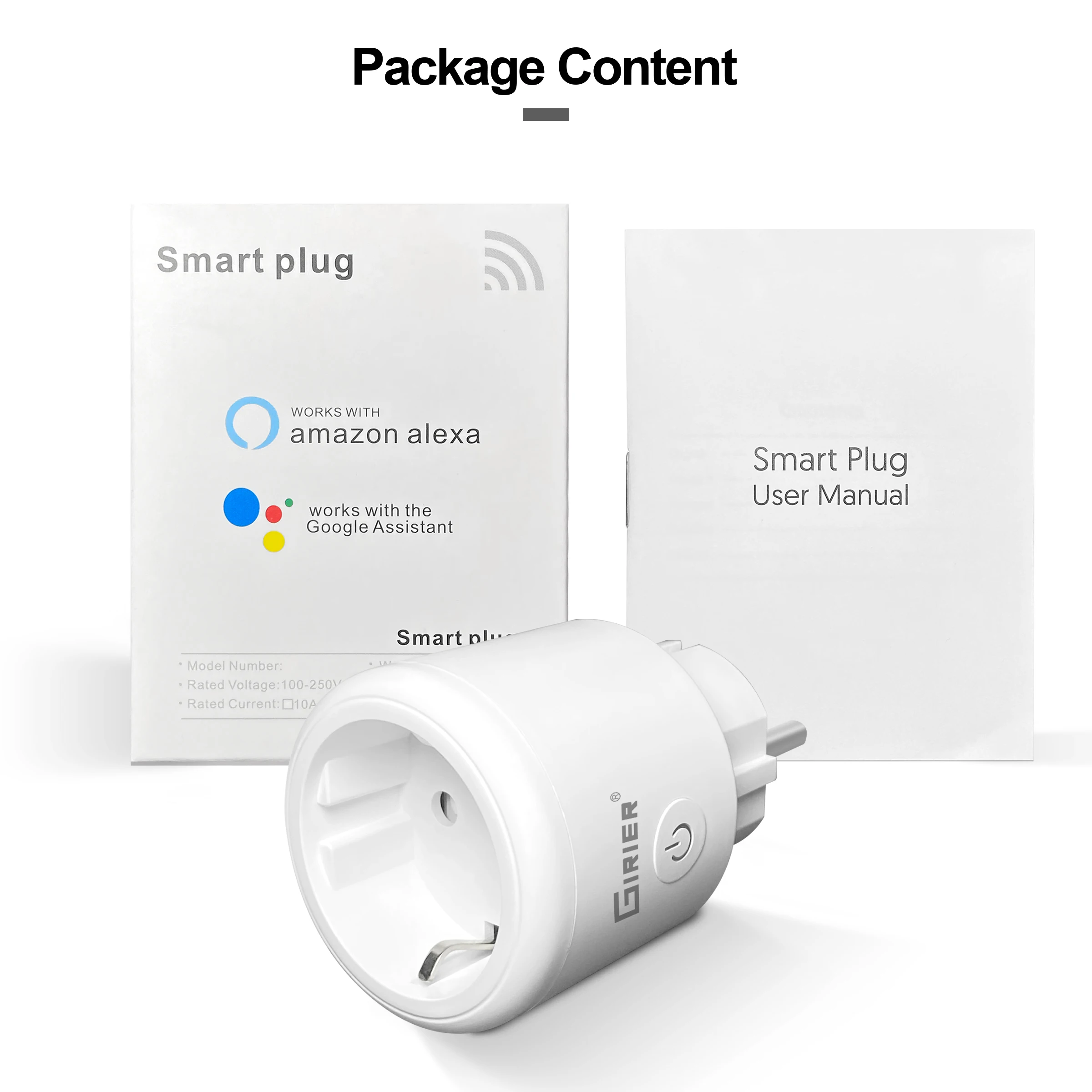 GIRIER Tuya Smart Wifi Plug UE com monitoramento de energia 20A Tomada inteligente 4200W compatível com Alexa Ei Google Yandex Alice