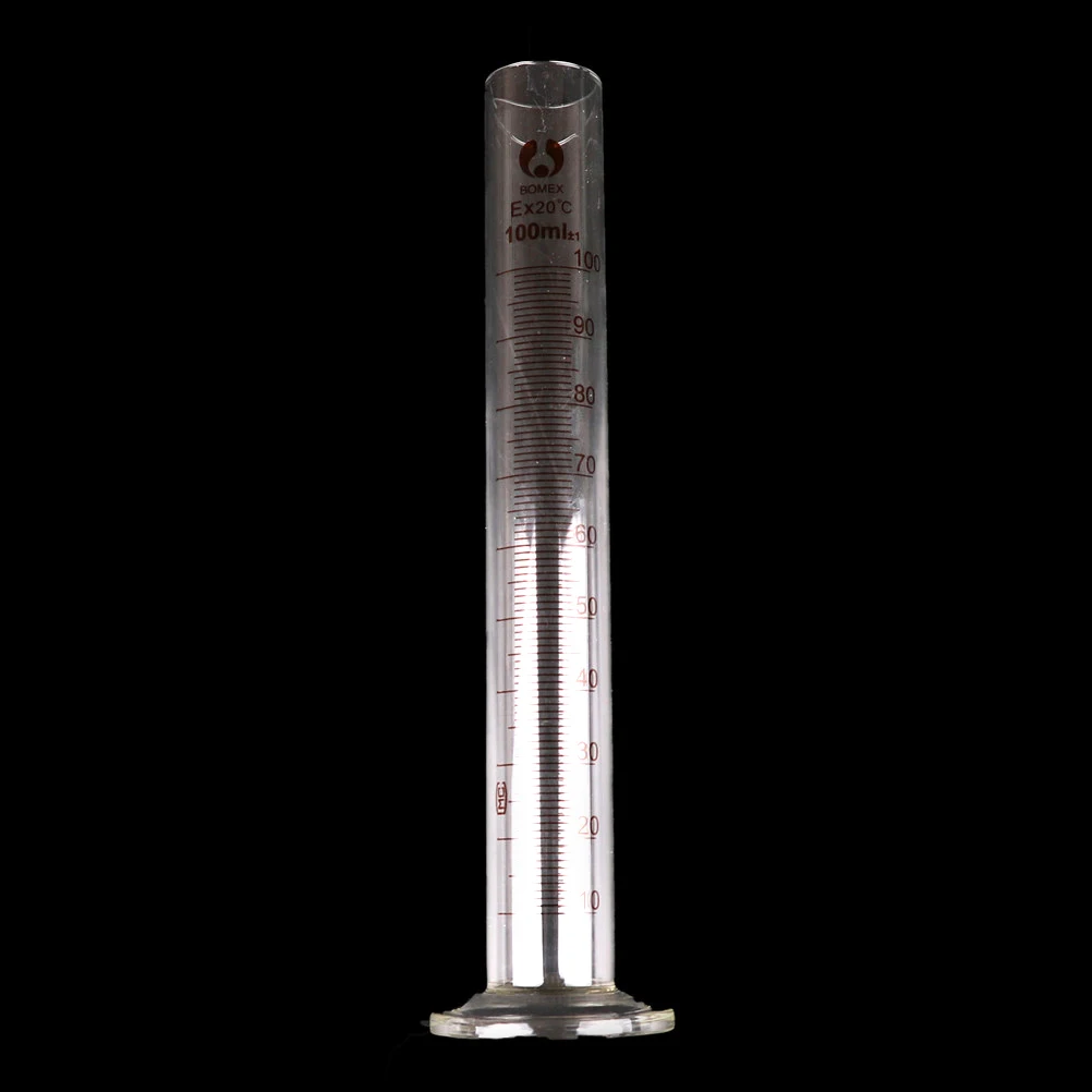 Cilindro graduato graduato in vetro spesso da laboratorio professionale da 1 pezzo 100 ML Misura con beccuccio da laboratorio chimico con scala metrica singola