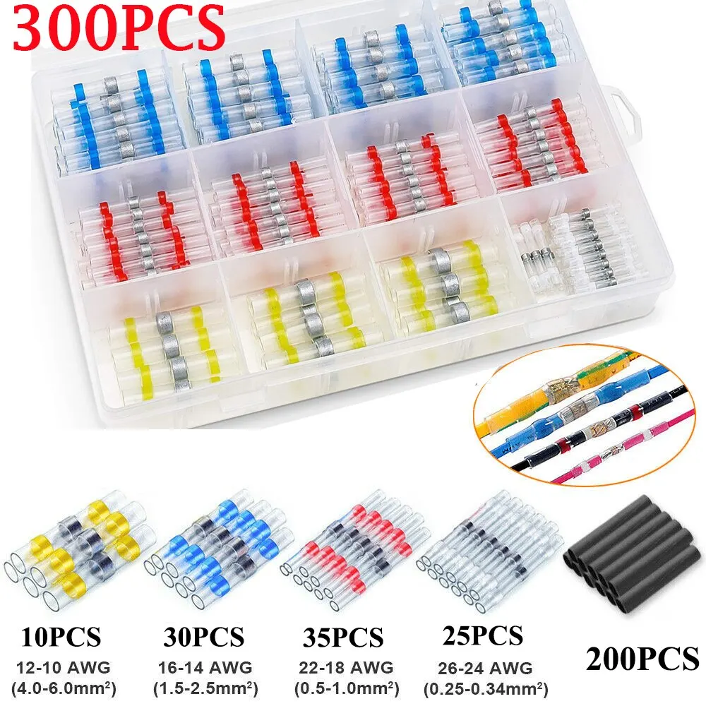 300 Stück Box Lot versiegelte Draht verbinder Wärme schrumpf löt verbinder Löt verbinder Kit Kfz-Schiffs isolierung