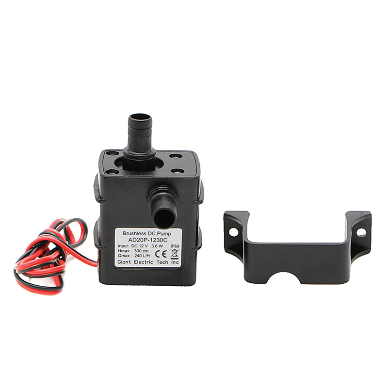 Mini bomba de água submersível, DC 12V, 3M, 240L por H, motor sem escova, 4.8W, 24V, 5.8W