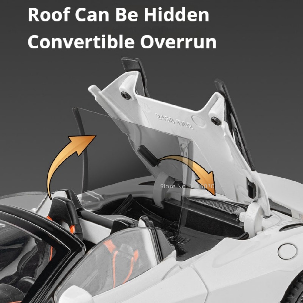 Super Car Model Toy para Crianças, 1:24, 720s, Simulação, Liga, Fundido, Som, Luz, Puxe, Veículos, Modelos, Presentes