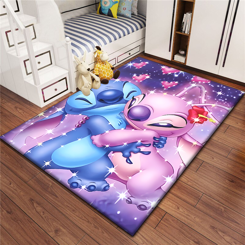 VIKAMA Cartoon Animation Crystal Pile Home Decorative Carpet Bedroom Living Room Kitchen Machine Washable Crawling Carpet