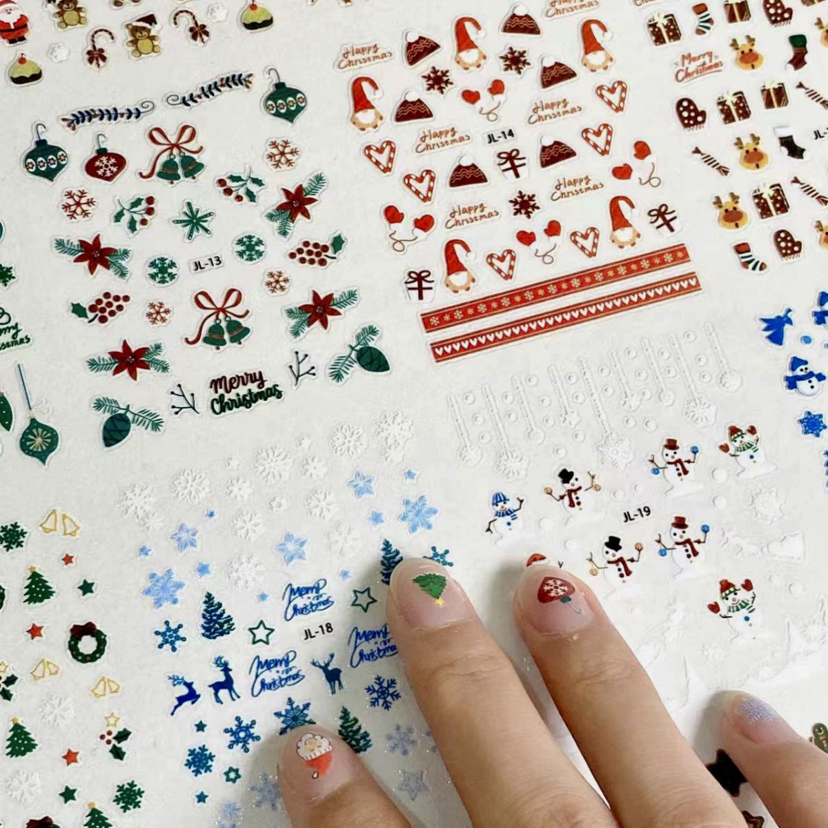 30Sheets Christmas Nail Stickers 1000+ Patterns Christmas Nail Art Decals Adhesive Nail Decals with Deer Snowman (Classic Style)