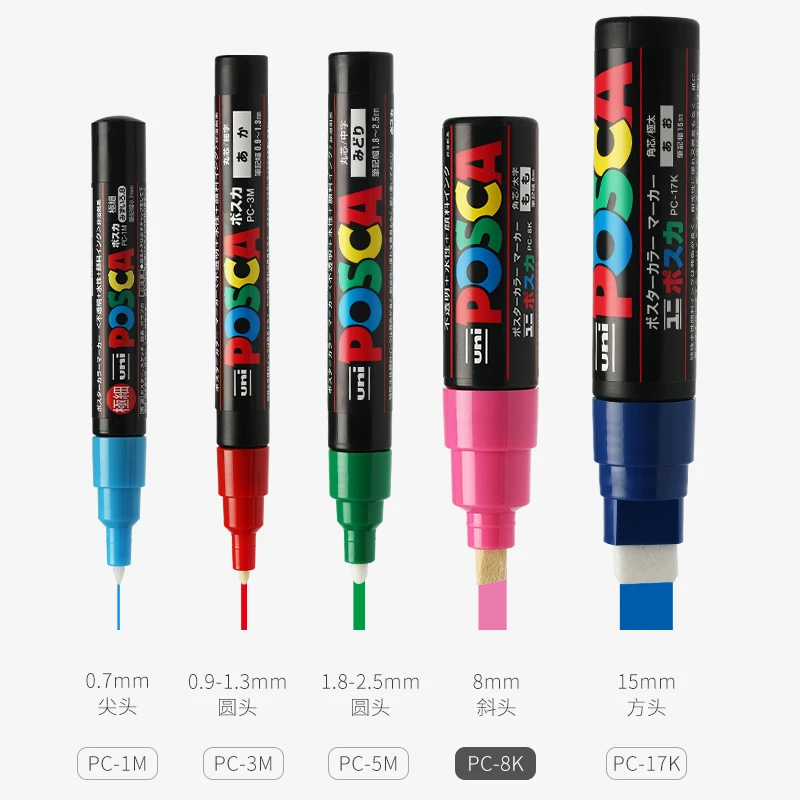 1-Pc Uni Posca Marker Pen PC-8K POP Poster Waterborne Advertising/Graffiti Marker 8mm Nib Characters Bright and Colorful plumone