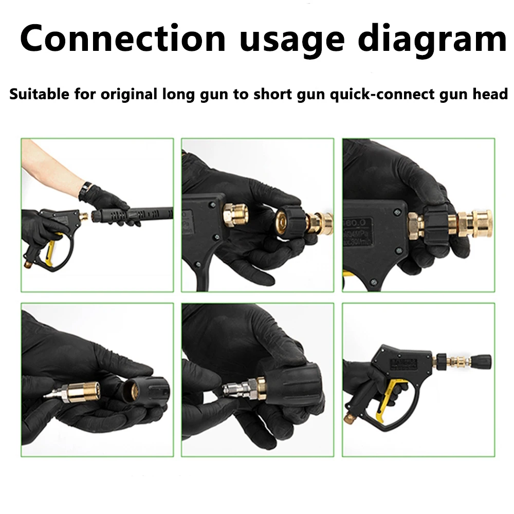 Adaptador de boquilla de lanza de agua para lavadora de alta presión, enchufe rápido M18x1,5 a 1/4, accesorio para pistola larga Karcher HD cambiada a pistola corta
