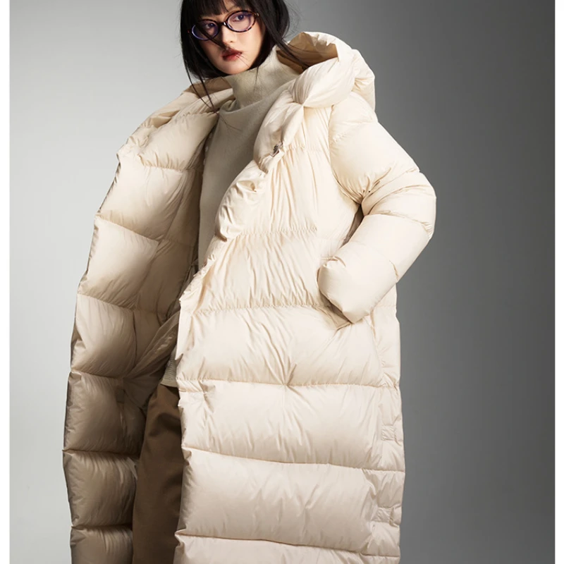 Chaqueta larga de invierno para mujer, abrigo nuevo para mujer, 90 de terciopelo con capucha, resistente al viento, cálido, versión coreana 2024, abrigo Parker informal