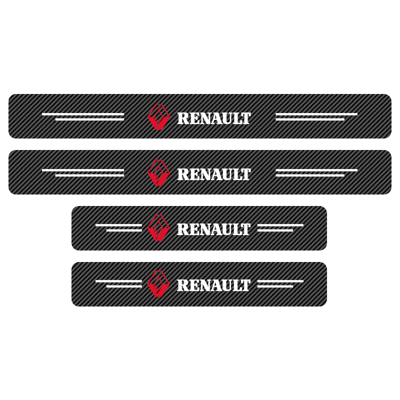 4PCS คาร์บอนไฟเบอร์รถสติกเกอร์ประตูอัตโนมัติเกณฑ์กันน้ําสําหรับ Renault Megane 2 3 Duster Logan Clio 4 Scenic 2 Captur