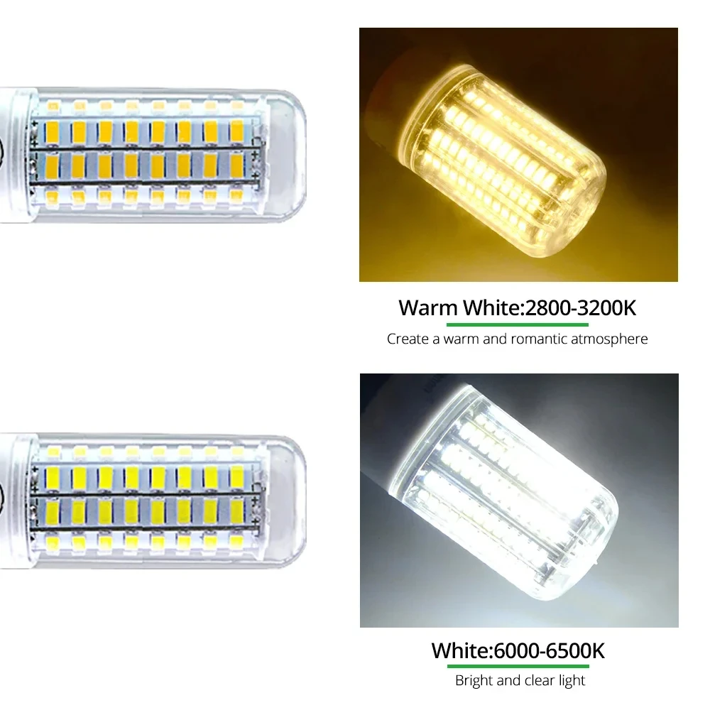 LED Corn Lamp 220V E14 E27 Bulb Lamp Strong Light 2700K 6500K Corn Bulb Light 2835SMD 360 Beam Angle Replace Halogen Lighting