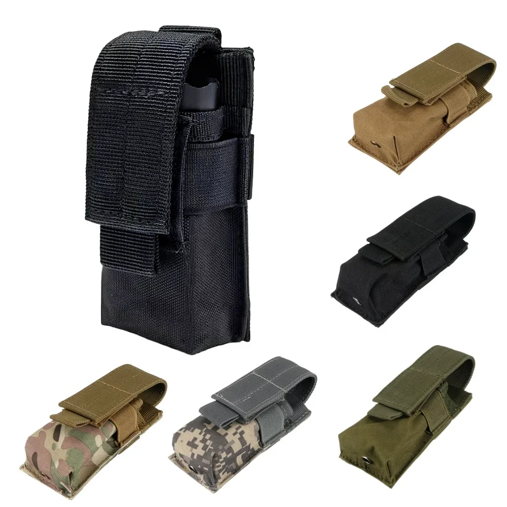 Molle-bolsa táctica para linterna M5, funda para una sola revista de 9MM, soporte para antorcha, herramienta EDC de utilidad, bolsa de cintura para cuchillo y llave de caza al aire libre