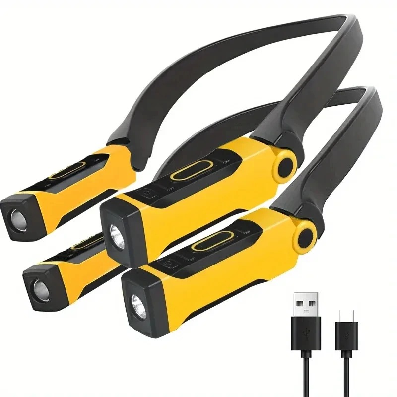 Luz LED recargable para el cuello para leer, 2 niveles de brillo, brazos flexibles, ideal para leer, acampar y reparar