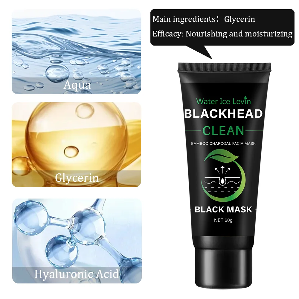 Bamboe Houtskoolvezelmasker Mee-eter verwijderen Diep masker Diepe reiniging Reiniging Exfoliërend masker Behandeling Zwart masker