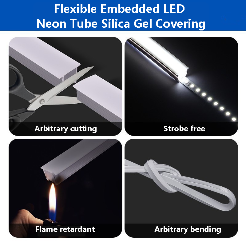 Flexible eingebettete LED-Neonröhre, Silikagel-Abdeckung, Silikon, diffuser Kanal, DIY Outdoor, wasserdichtes Streifenlicht, WS2812B, WS281