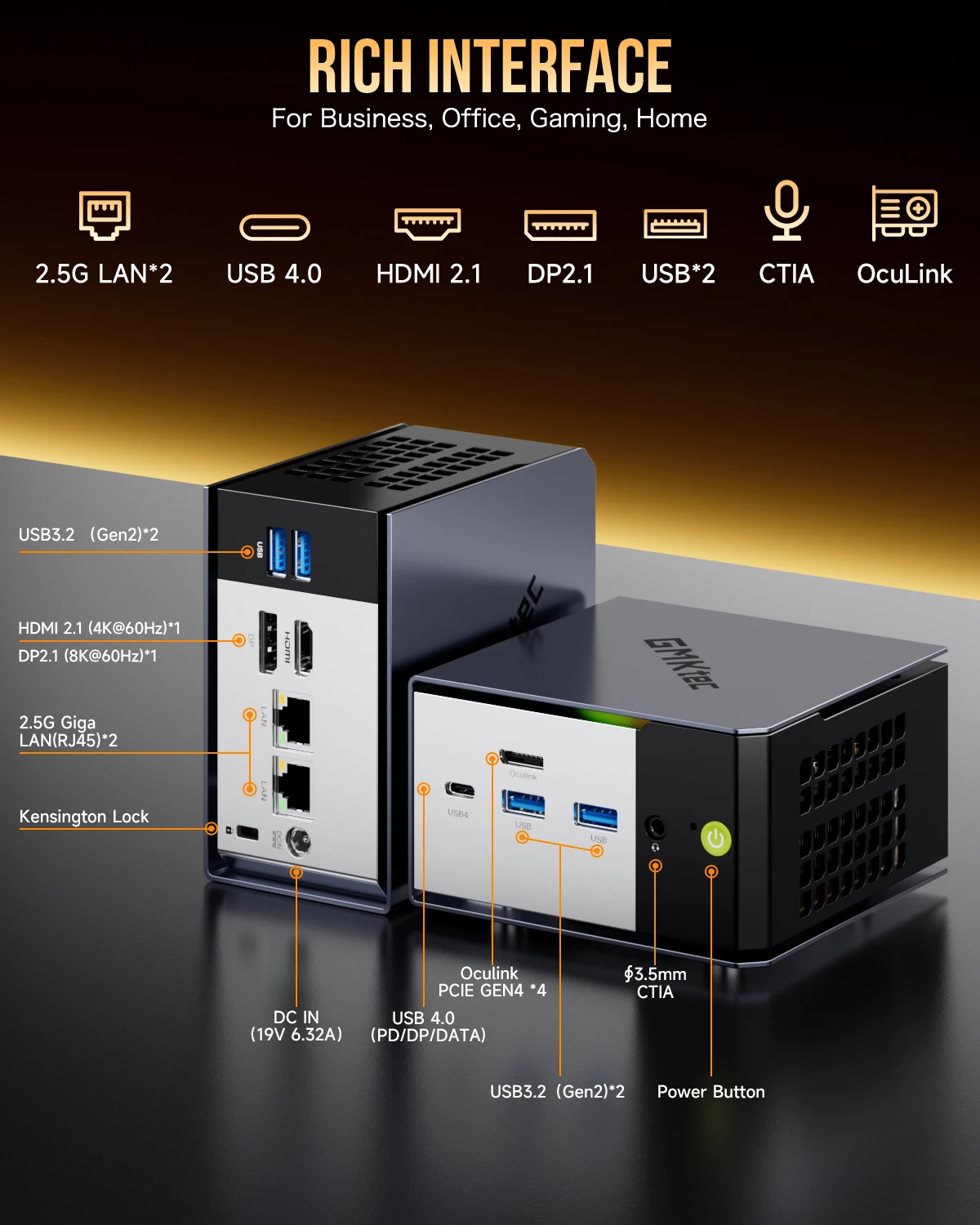GMKtec Mini PC AMD Ryzen AI 9 HX370 Windows 11 Pro M.2 SSD Wifi6 BT5.2 32GB LPDDR5 1TB SSD PCIe4.0 Gaming PC AI Computer