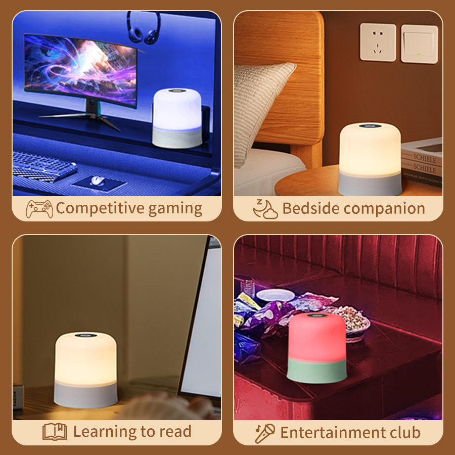 Touch LED Night Light USB โคมไฟตั้งโต๊ะแบบชาร์จไฟได้หรี่แสงได้ไฟข้างเตียงสําหรับตกแต่งห้องนอนหน้าแรกคริสต์มาสของขวัญเด็กโคมไฟกลางคืน