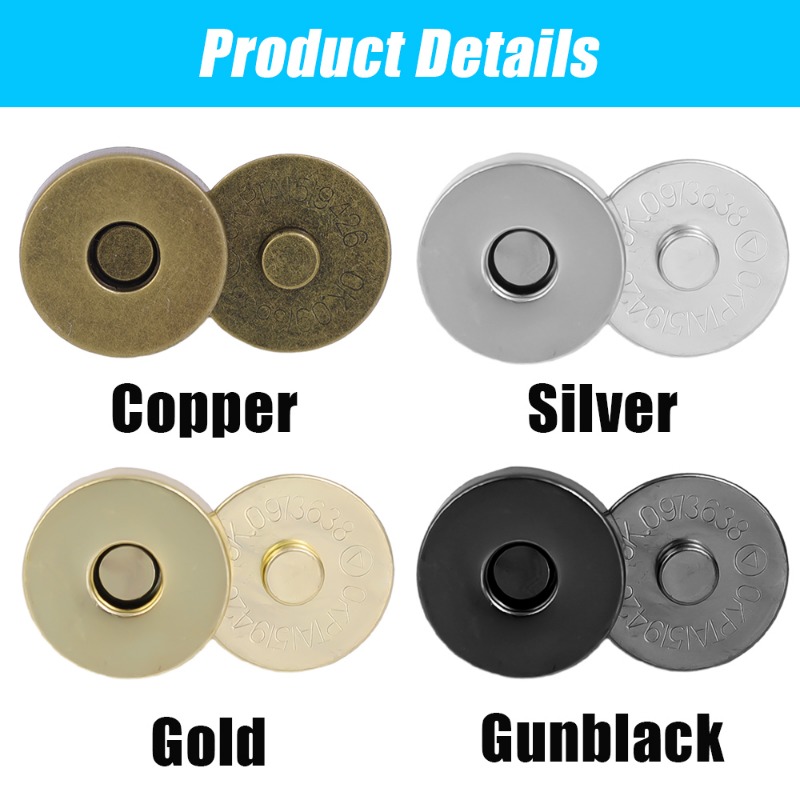 3/10 ชุดที่มองไม่เห็น Magnetic Fastener No-Stitch กระเป๋าปุ่มกระเป๋าสตางค์กระเป๋าถือแม่เหล็กหัวเข็มขัดโลหะกระเป๋าเดินทางอุปกรณ์เสริม