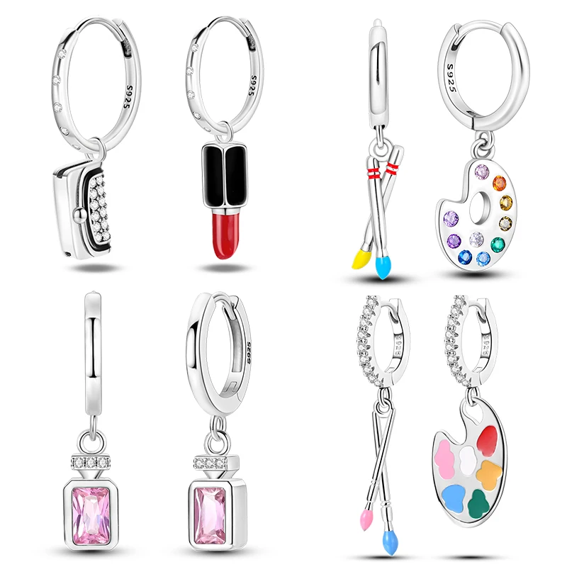 Boucles d'oreilles asymétriques en argent Sterling 925, artiste créatif, Zircon scintillant, parfum, pour femmes, bijoux de fête à la mode, cadeau