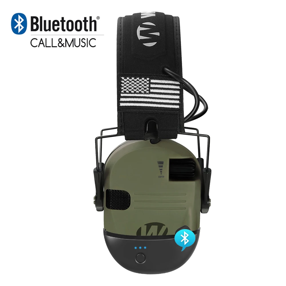 전술 사격 귀마개 헤드셋 Bluetooth 5.1 청력 보호 헤드폰 23dB NRR 안전 소음 감소 귀마개 접이식