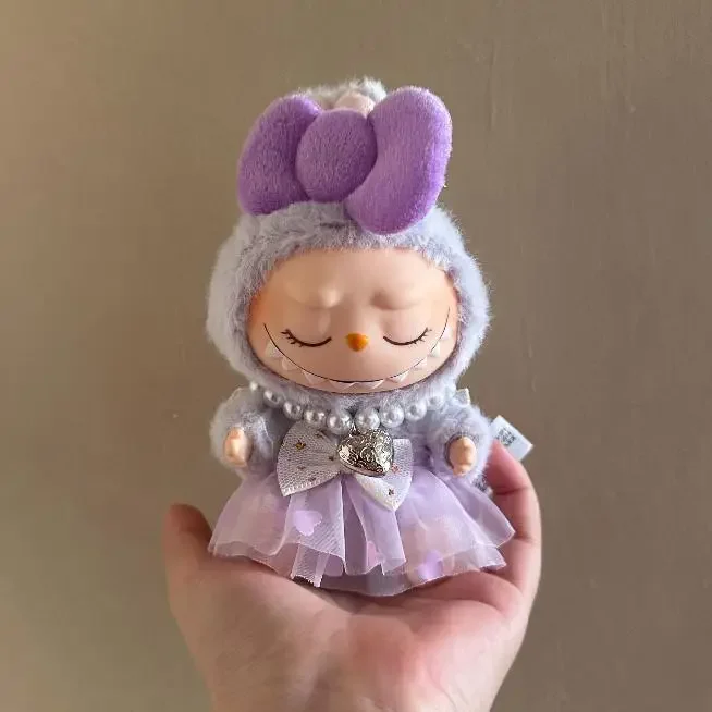 17cm mini roupas de boneca de pelúcia acessórios para coreia kpop exo labubu ídolo v2 arco vestido de princesa roupas presente