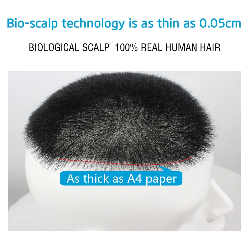 15*20 ซม.100% มนุษย์ผม Buzz ตัด Toupee สําหรับชาย Ultra Thin Breathable PU โปร่งใส Full Biological Scalp Prosthesis Toupee