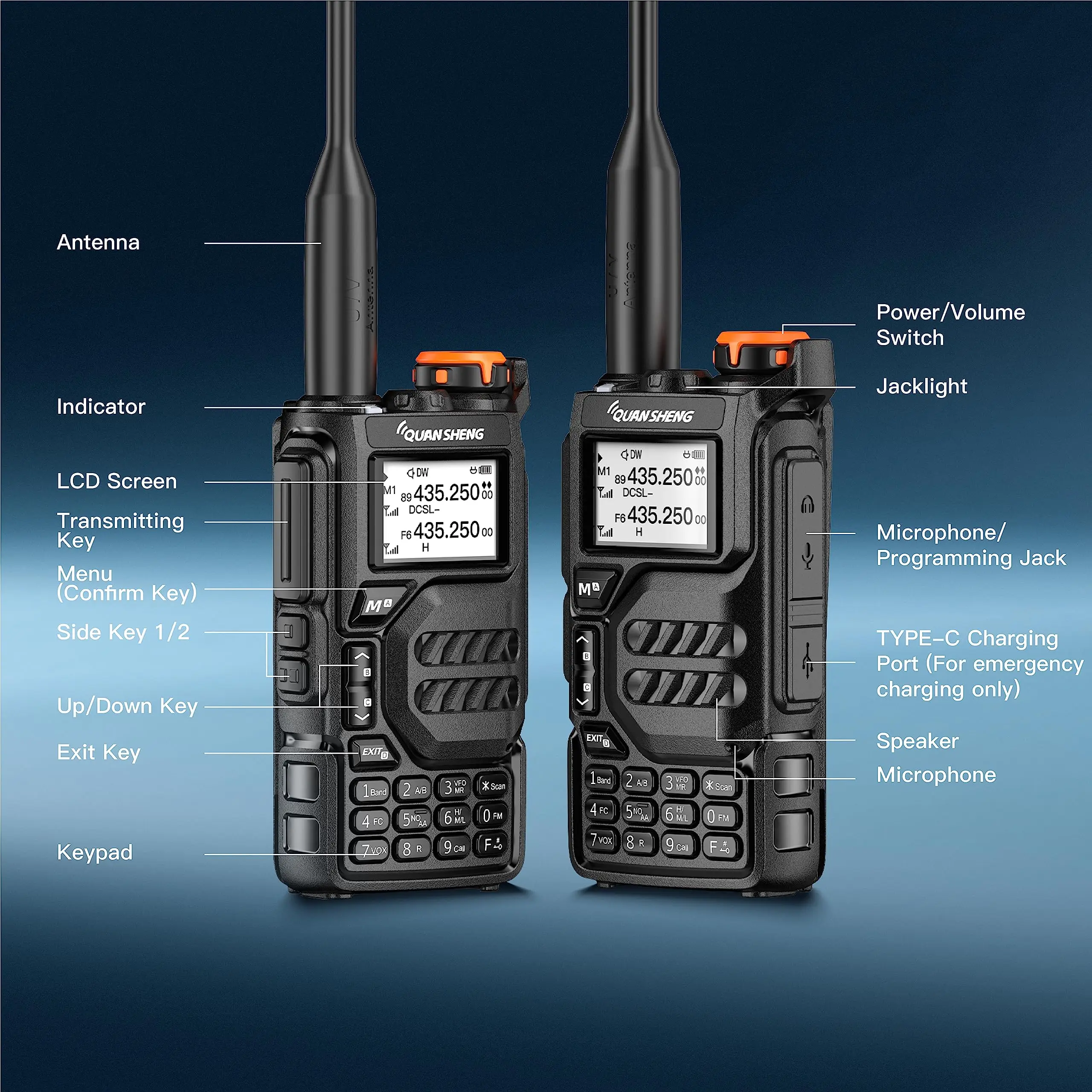 Quansheng UV-K5 5W Cross Band 50-600Mhz UV AM FM Ham Radio Scrambler DTMF Wireless Commutator Station Portable Walkie Talkie Set