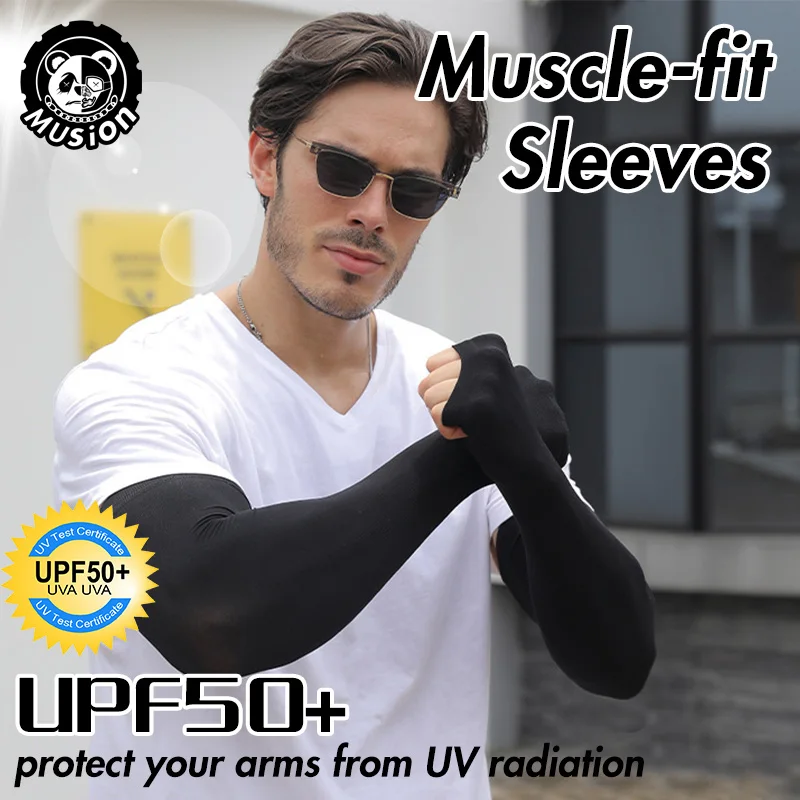 Musion Plus Size Sun Protection Arm Sleeves Extended and Widened XXL Fat Man UPF50+ Hand Sock for Riding and Running For Unisex