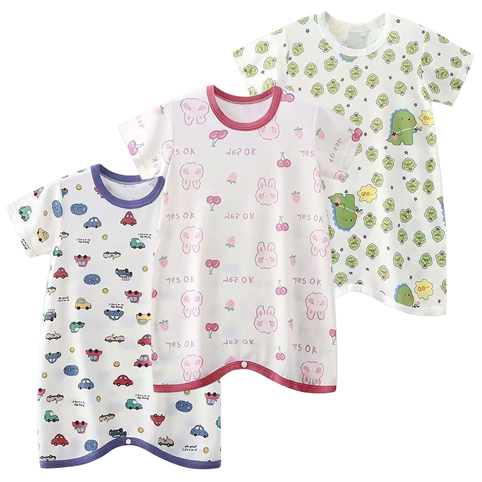 Tutina estiva per bambini Sottile seta ghiacciata per un comfort fresco Anti-calcio per mantenere il bambino sicuro Vestaglie da notte unisex per la casa