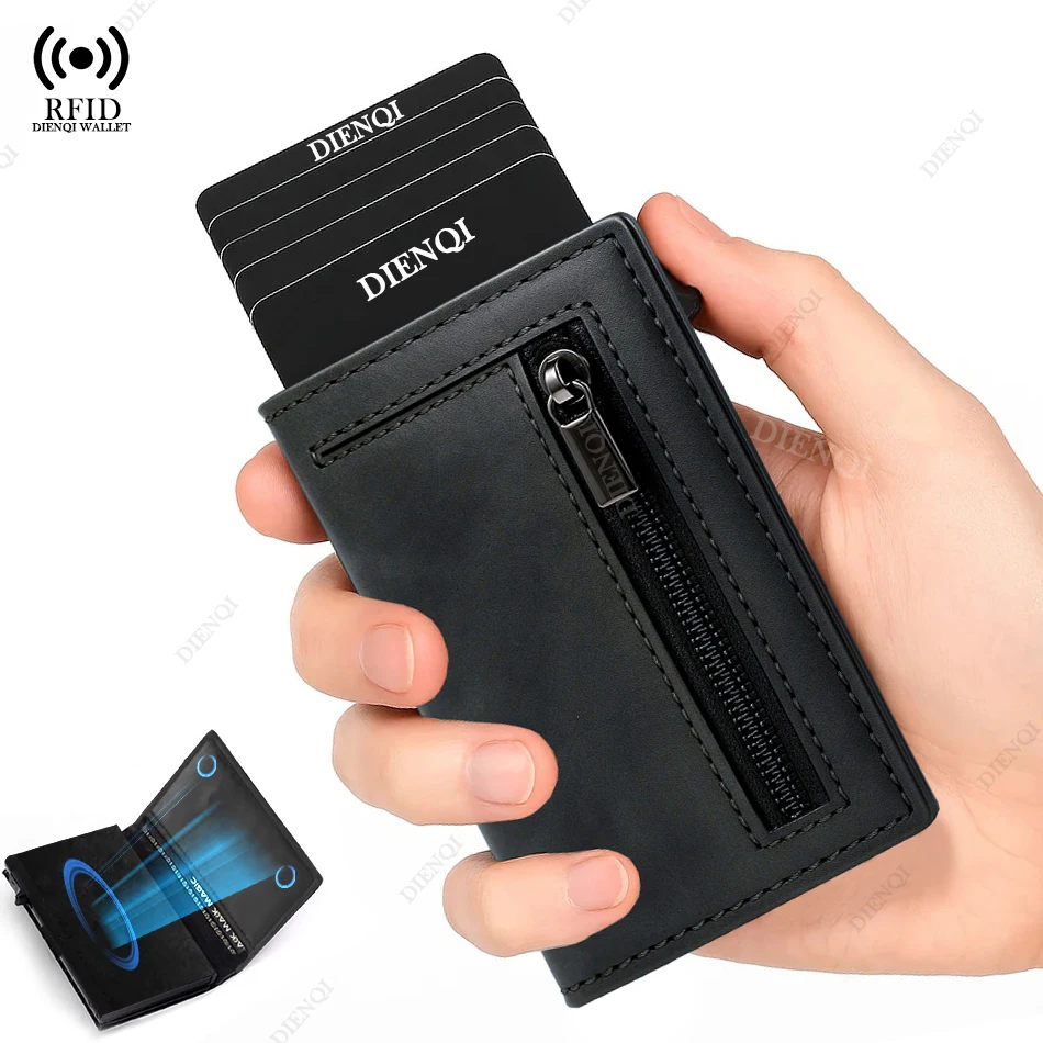 Luxury RFID Blocking ผู้ถือบัตรกระเป๋าสตางค์ผู้ชายเงินกระเป๋าโลหะผู้ถือบัตรเครดิตอลูมิเนียม Slim บางสมาร์ท Minimalistic กระเป๋าสตางค์