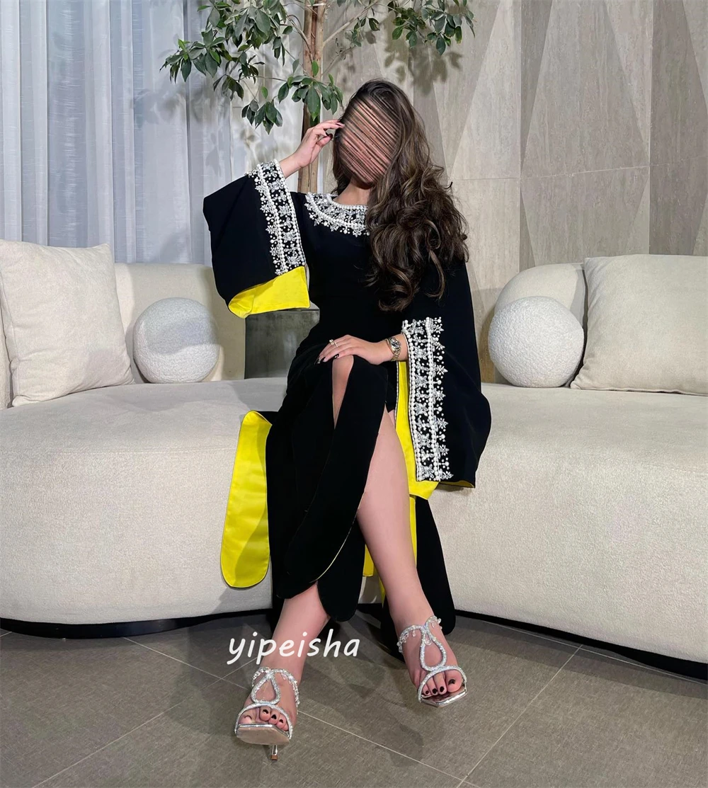 Personalizado jiayigong clássico estilo moderno formal noite o-pescoço a linha beading tornozelo-comprimento vestidos de ocasião sob medida