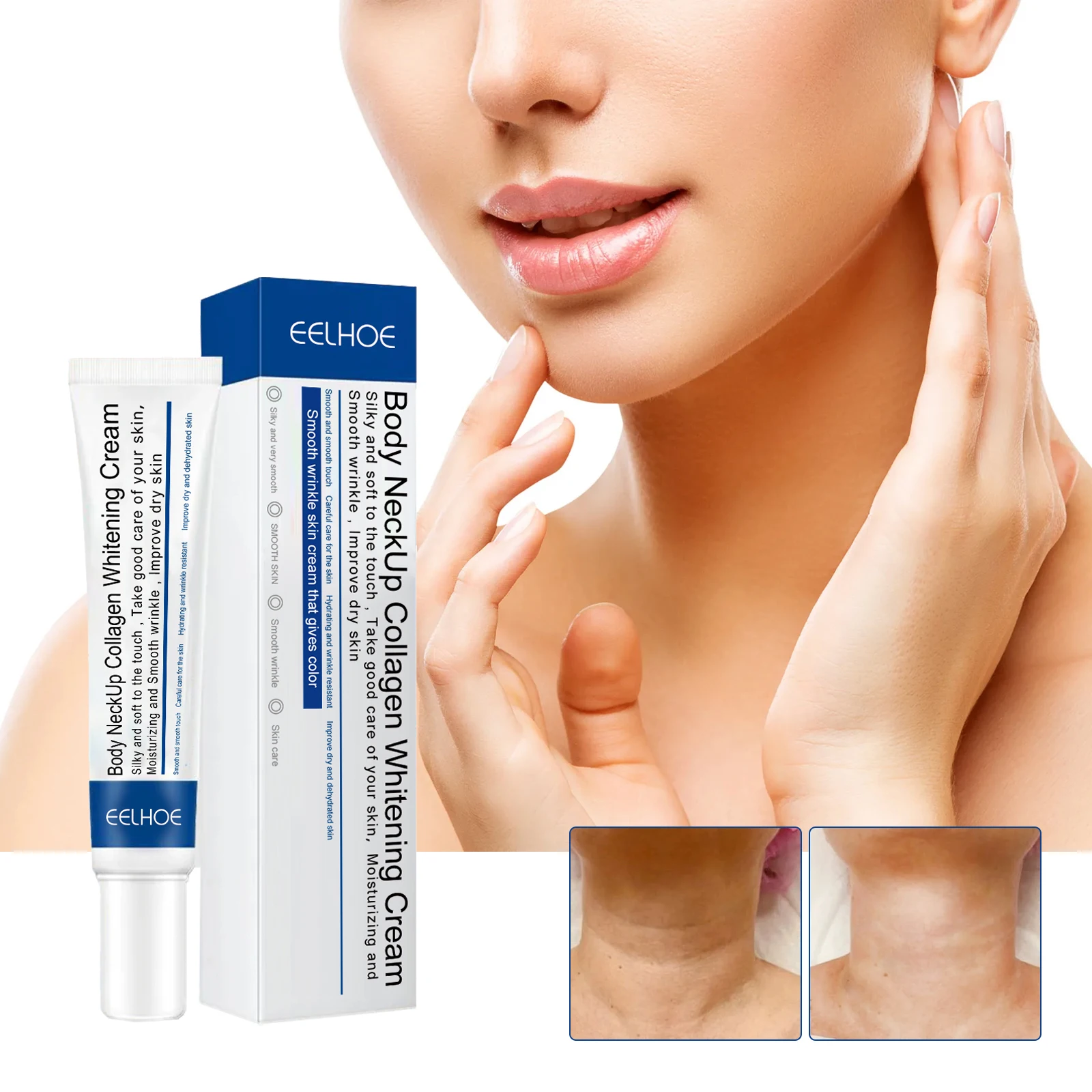 Hydrolyzed Collagen ครีมทาคอ Face Lifting Firming Lightening Smoothing Care จางลงริ้วรอย Moisturizer คอ Rejuvenation Cream